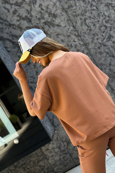 T-SHIRT DAMSKI BG DOUBLE | MOKKA