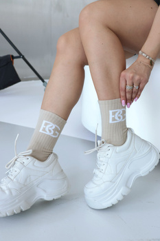 Skarpety BG Login | beż - biały