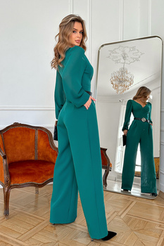 KOMBINEZON Z DŁUGIM RĘKAWEM BUTELKOWA ZIELEŃ