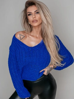 Damski krótki sweter szafirowy 1846S