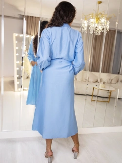 Długa koszulowa sukienka z guzikami Anna