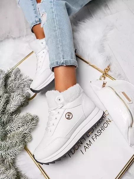 Damskie białe ocieplane buty sportowe TL232-9