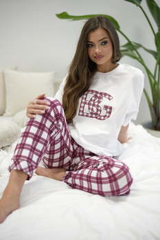 KOMPLET PIŻAMA DAMSKA BG FAMILY | BORDOWY