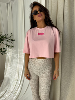 T-shirt pudełkowy MINIMAL - jasny róż