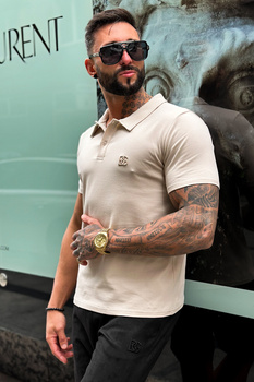 T-SHIRT MĘSKI BG POLO | BEŻ