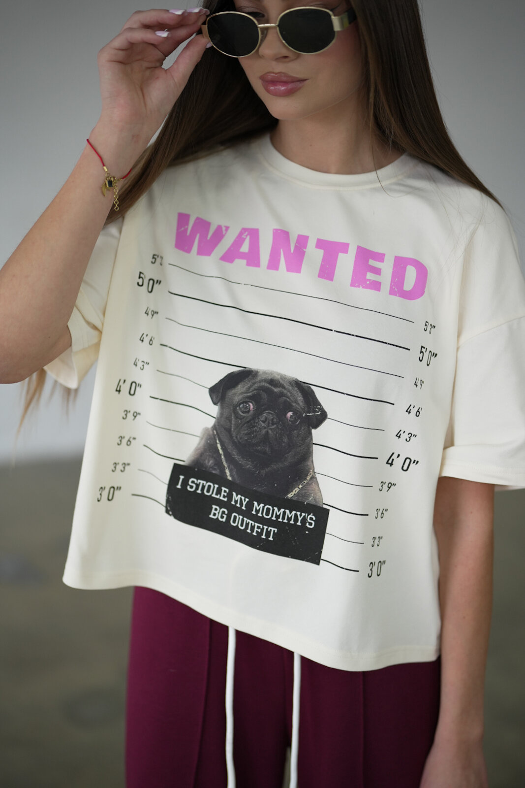T-SHIRT DAMSKI BG PUG | WANILIOWY
