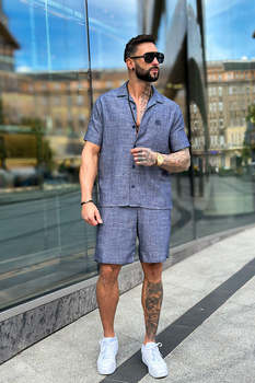 KOMPLET MĘSKI BG ALVARO | CIEMNY NIEBIESKI LEN