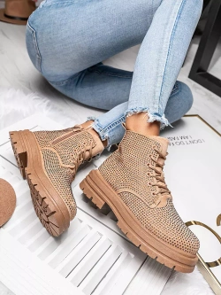 Damskie ocieplane beżowe trapery TL243-8