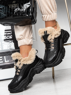 Damskie ocieplane buty sportowe czarne ZY211C