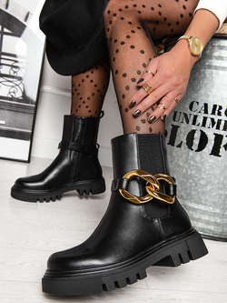 Damskie czarne traperki DA80C