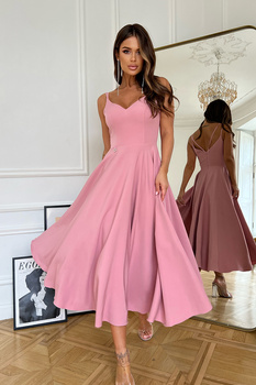 SUKIENKA MIDI NA RAMIĄCZKACH BRUDNY RÓŻ