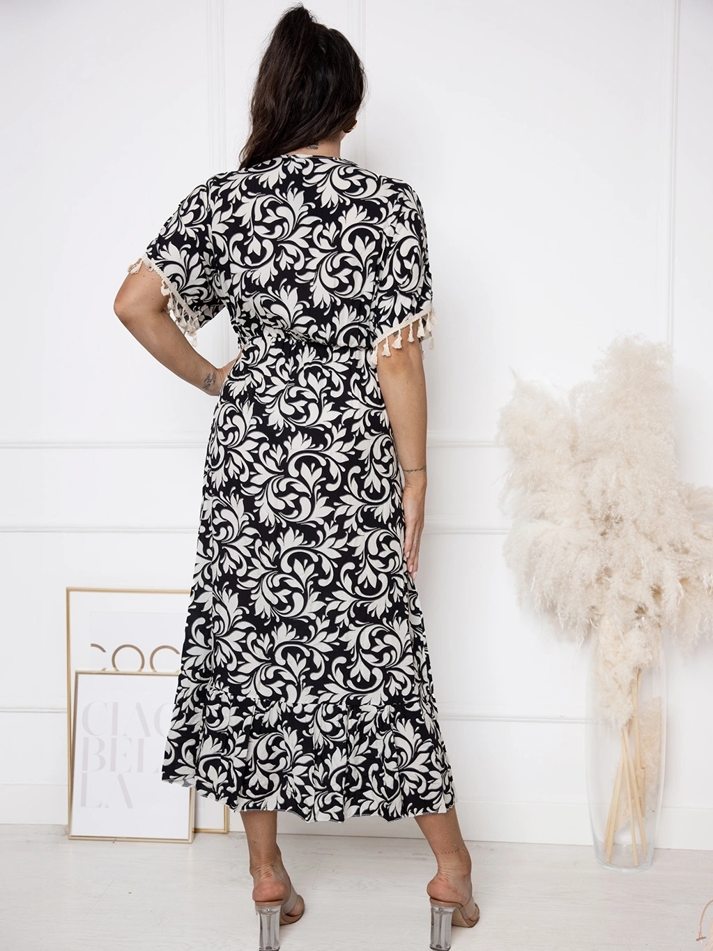 Wzorzysta długa sukienka Olma