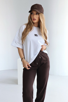 T-Shirt damski BG Ocean | biały-gorzka czekolada