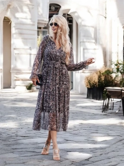 Wzorzysta sukienka midi Capri