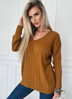 Damski sweter kamel ciemny 10109CAC