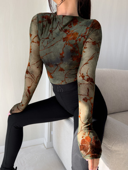 Bluzka SKIN IV transparent print las – ciemna zieleń