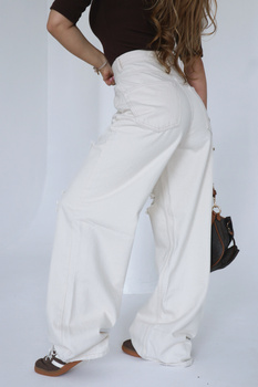 Spodnie damskie BG Ninety's jeans | kremowy