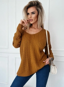 Damski sweter kamel ciemny 10109CAC