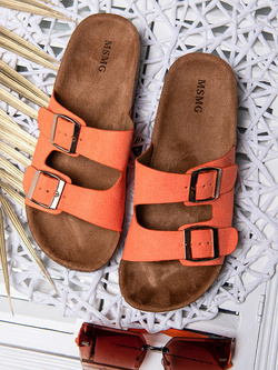 Damskie klapki pomarańczowe z klamrami DZ119-3