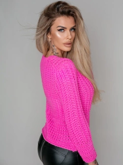 Damski krótki sweter różowa landrynka 1846R