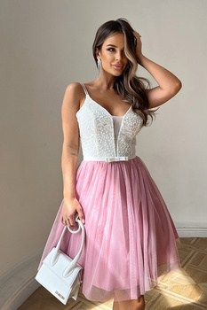 KRÓTKA TIULOWA SUKIENKA NA RAMIĄCZKACH