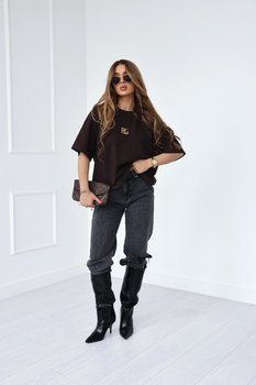 T-Shirt damski BG Goldi | gorzka czekolada