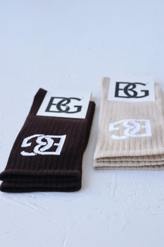 Skarpety BG Login | czekolada - biały