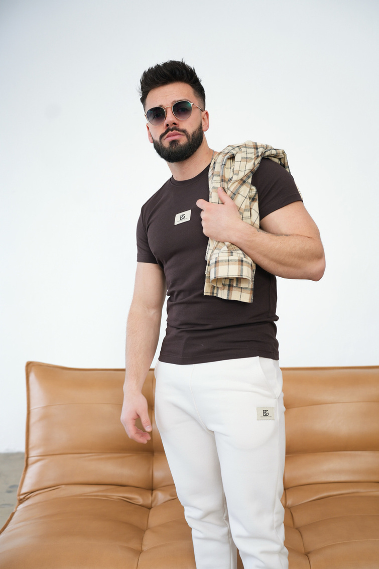 T-Shirt męski BG Malik | gorzka czekolada