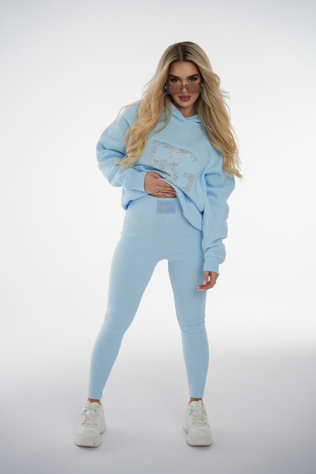 LEGGINS BG GLITTER | BŁĘKITNY