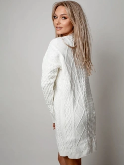 Damski sukienka/tunika sweterkowa ecru 0528E