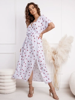 Muślinowa sukienka midi z rozcięciem Siena