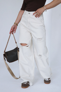 Spodnie damskie BG Ninety's jeans | kremowy