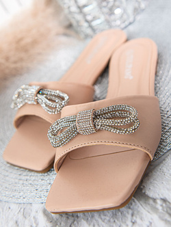 Damskie klapki beżowe P4487BE