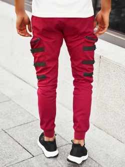Spodnie męskie joggery bordowe 11132BO