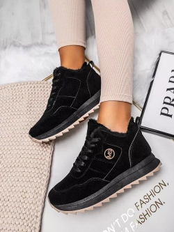 Damskie czarne ocieplane buty sportowe TL233