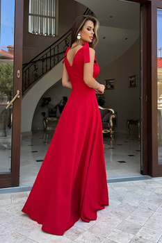 DŁUGA SUKIENKA Z KOKARDAMI CZERWONA