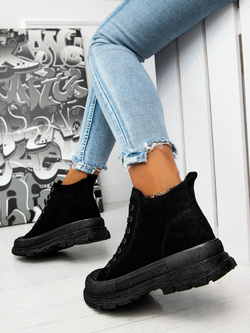 Damskie ocieplane trampki czarne ZY227