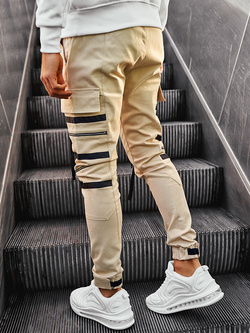 Spodnie męskie joggery beżowe 11146BE