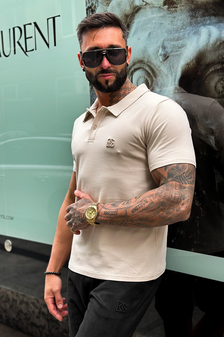 T-SHIRT MĘSKI BG POLO | BEŻ