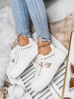 Damskie buty sportowe białe na platformie Y121-9
