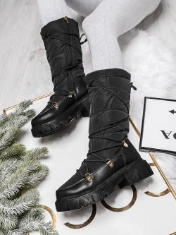 Damskie śniegowce wysokie czarne HY858