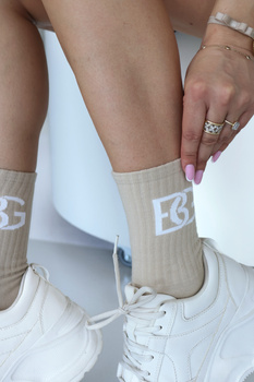 Skarpety BG Login | beż - biały