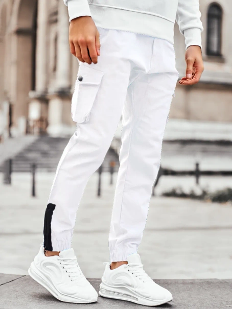 Spodnie męskie joggery białe 705B