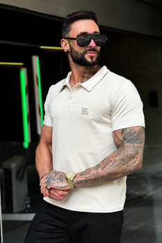 T-SHIRT MĘSKI BG POLO | BEŻ