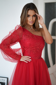 SUKIENKA BALOWA NA JEDNO RAMIĘ CZERWONA