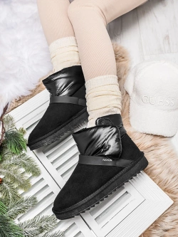 Damskie śniegowce zamszowe czarne S2023-6C