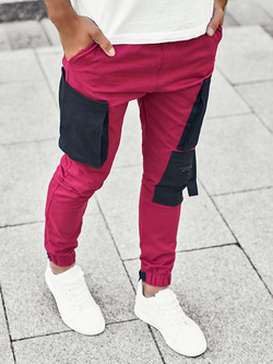 Spodnie męskie joggery bordowe 11145BO