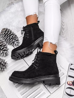 Damskie ocieplane czarne trapery A5200