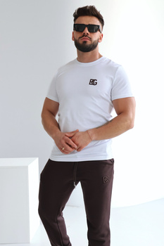 T-Shirt męski BG Bond | biały-gorzka czekolada