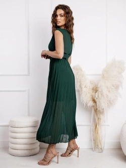 Długa plisowana sukienka z paskiem Milano